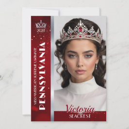 Pageant-handtekeningkaart Rode Glam Promo-foto Kaart
