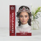 Pageant-handtekeningkaart Rode Glam Promo-foto Kaart (Staand voorkant)