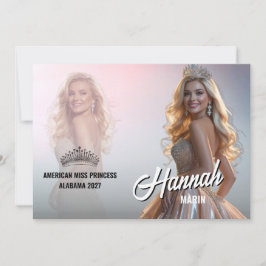 Pageant-handtekeningkaart Roze Ombre-dubbel foto Kaart