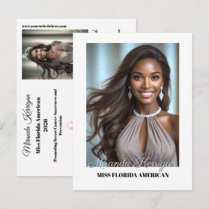 Pageant-handtekeningkaart Witte Rand Miss Pageants Briefkaart