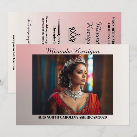 Pageant-handtekeningkaarten Roze Glam Horizontaal Kaart (Voorkant / Achterkant)