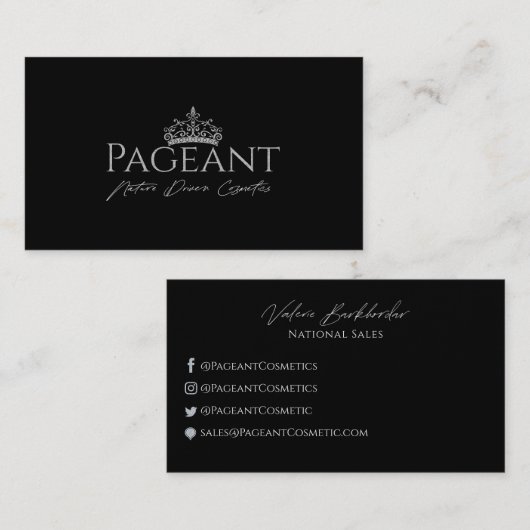 Pageant logo Valerie Visitekaartje (Voorkant / Achterkant)