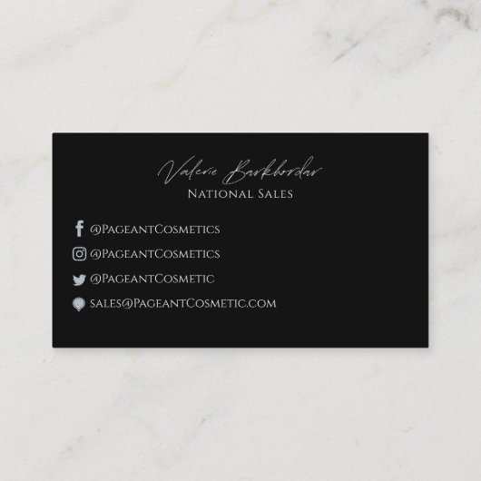 Pageant logo Valerie Visitekaartje (Achterkant)