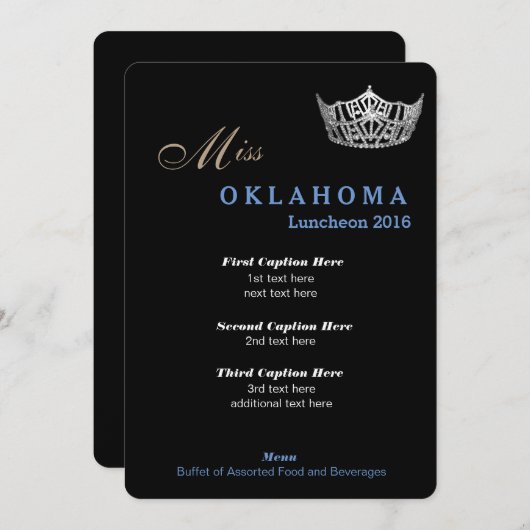 Pageant Luncheon Program Kaart (Voorkant / Achterkant)