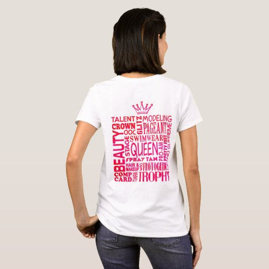 Pageant mam - Roze mooie woorden T-shirt (Achterkant volledig)