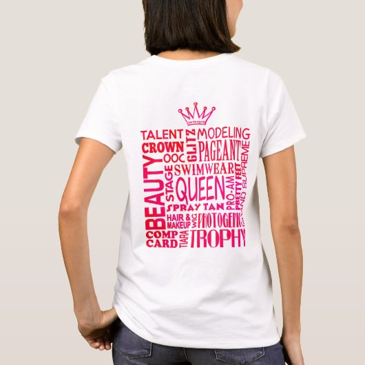 Pageant mam - Roze mooie woorden T-shirt (Achterkant)