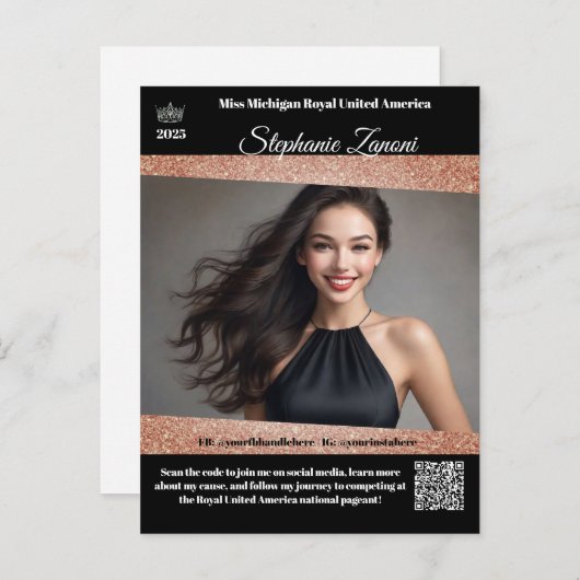 Pageant Promo Autograph Kaart | QR-code (Voorkant / Achterkant)