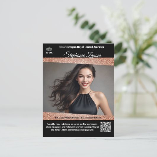 Pageant Promo Autograph Kaart | QR-code (Staand voorkant)