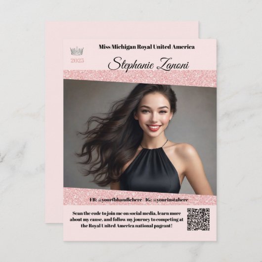 Pageant Promo Autograph Kaart | QR-code (Voorkant / Achterkant)