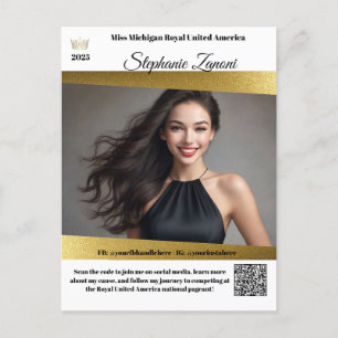 Pageant Promo Handtekeningkaart Goud Glans QR Co Briefkaart