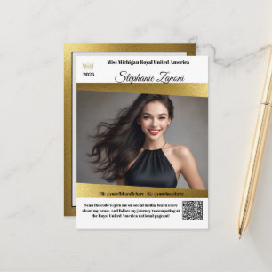 Pageant Promo Handtekeningkaart Goud Glans QR Co Briefkaart
