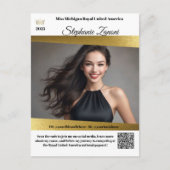 Pageant Promo Handtekeningkaart Goud Glans | QR Co Briefkaart (Voorkant)