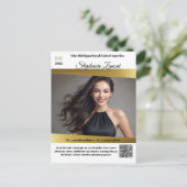 Pageant Promo Handtekeningkaart Goud Glans | QR Co Briefkaart (Staand voorkant)