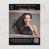 Pageant Promo-handtekeningkaart | QR-code Briefkaart (Voorkant)