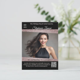 Pageant Promo-handtekeningkaart | QR-code Briefkaart