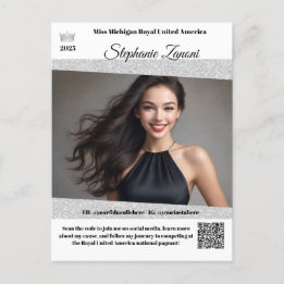 Pageant Promo Handtekeningkaart | QR Code Briefkaart