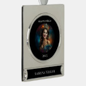 Pageant Queen Christmas Ornament Verzilverd Banner Ornament (Rechts)