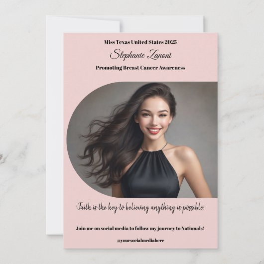 Pageant Sash Autograph Kaart Sjabloon (Achterkant)