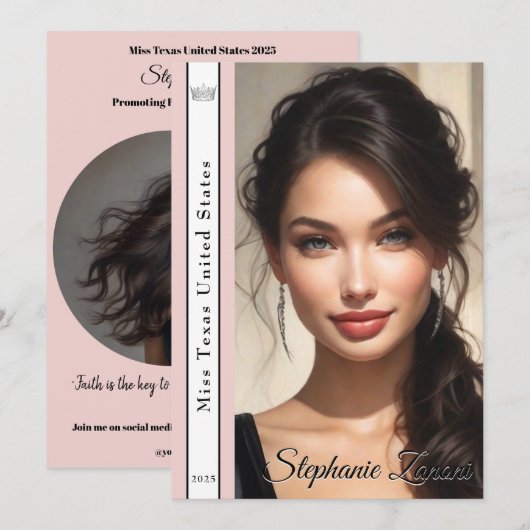 Pageant Sash Autograph Kaart Sjabloon (Voorkant / Achterkant)