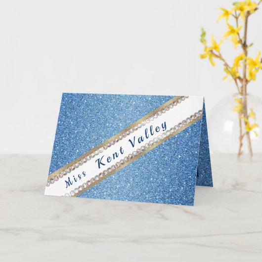 Pageant Sash Banner Faux Glitter Note Card Kaart (Gele Bloem)