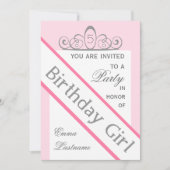 Pageant Sash & Tiara Birthday Party Uitnodiging (Voorkant)