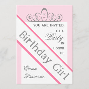 Pageant Sash & Tiara Birthday Party Uitnodiging