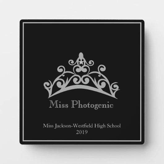 Pageant Silver Tiara Crown Photogenic Plaque Fotoplaat (Voorkant)