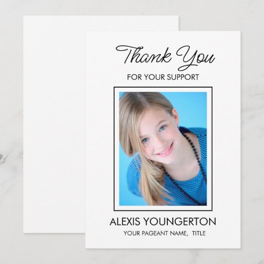 Pageant Sponsor Foto Bedankkaart (Voorkant / Achterkant)