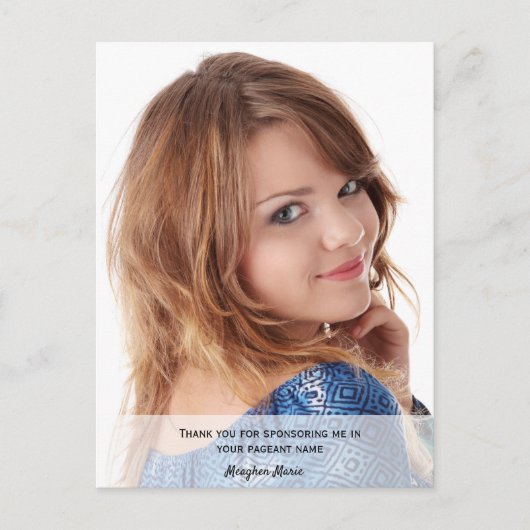 Pageant Sponsor Foto Briefkaart (Voorkant)