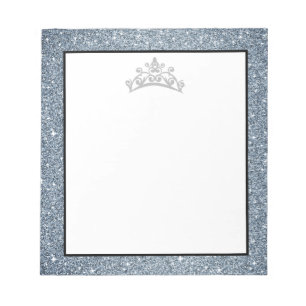 Pageant Tiara Crown Blue Glitter Notitieblok