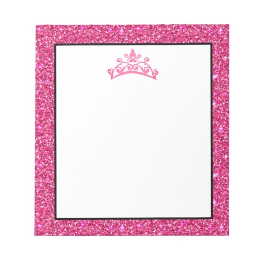 Pageant Tiara Crown Pink Glitter Notitieblok (Voorkant)