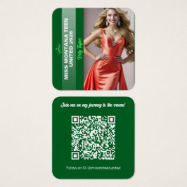 Pageant Titleholder Profile Card | Color Pop Green Vierkante Visitekaartjes