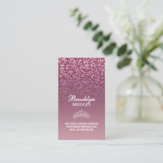 Pageant Visitekaartjes Sparkle Kroon Enkelzijdig (Staand voorkant)