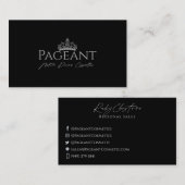 Pageant Zwart-wit kroon & typografie Visitekaartje (Voorkant / Achterkant)