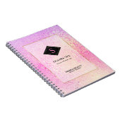 Pagelroze en geel iriserend glas notitieboek (Rechterzijde)