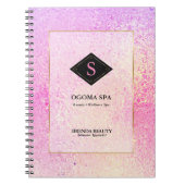 Pagelroze en geel iriserend glas notitieboek (Voorkant)