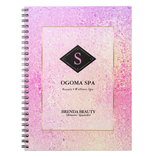 Pagelroze en geel iriserend glas notitieboek (Voorkant)