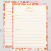 Pagelroze Oranje bloemen Vrijgezellenfeest Recippa (Voorkant / Achterkant)