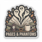 Pages & Phantoms — cozy spooky reading Sticker (Voorkant)