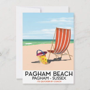 Pagham Beach Sussex vintage reisposter Kaart