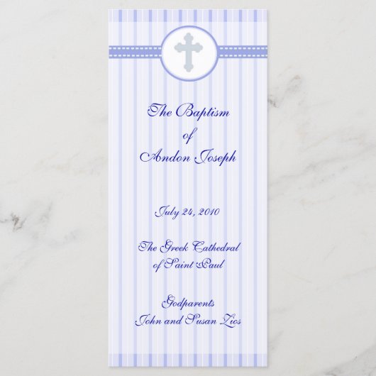 Pagina 1/5 Baptisme van de Grieks-orthodoxe kerk Programmakaart (Voorkant)
