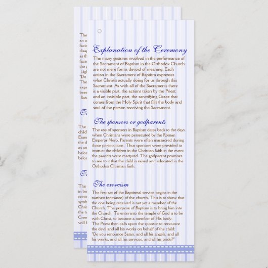 Pagina 2/5 van het Griekse orthodoxe baptisme-prog Programmakaart (Voorkant / Achterkant)