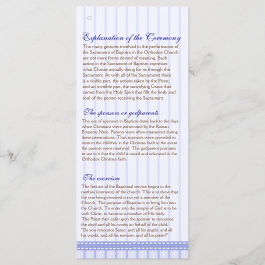 Pagina 2/5 van het Griekse orthodoxe baptisme-prog Programmakaart (Voorkant)