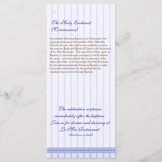 Pagina 5/5 Baptisme van de Grieks-orthodoxe kerk Programmakaart (Voorkant)