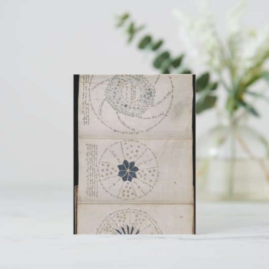 Pagina 68r van het Voynich-manuscript. Deze drie p Briefkaart (Staand voorkant)