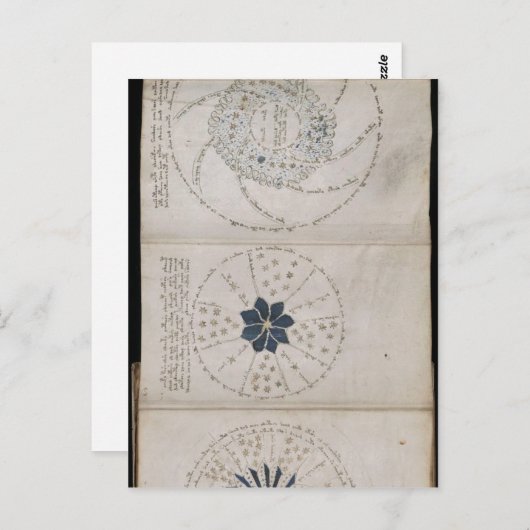 Pagina 68r van het Voynich-manuscript. Deze drie p Briefkaart (Voorkant / Achterkant)