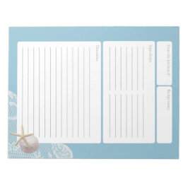 Pagina Blauwe zandband en kant ontvangen Notitieblok