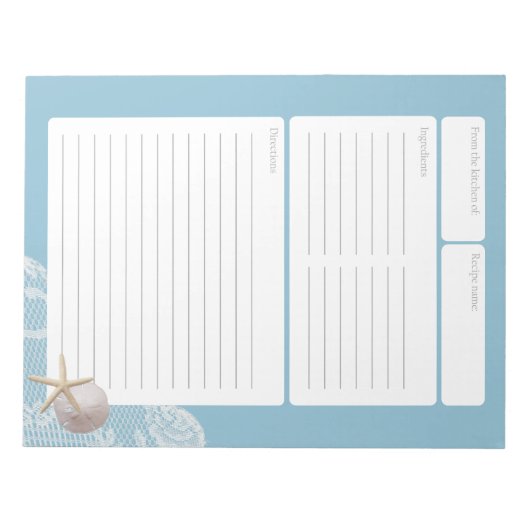 Pagina Blauwe zandband en kant ontvangen Notitieblok (Voorkant)