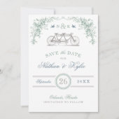 Pagina en blauwe fiets Opslaan Datum Save The Date (Voorkant)