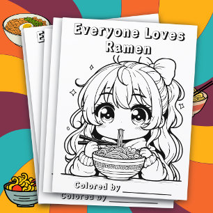 Pagina Kleur mij Anime Girl Eating Ramen Flyer